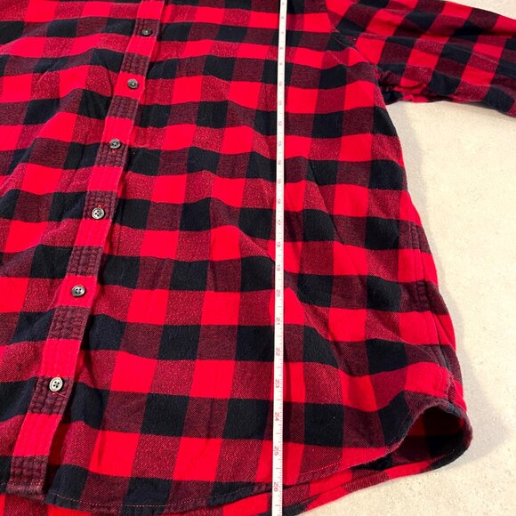 Lands End Flannel Shirt Womens 18 Red Black Buffalo Plaid Lumberjack Button Up - Picture 7 of 7